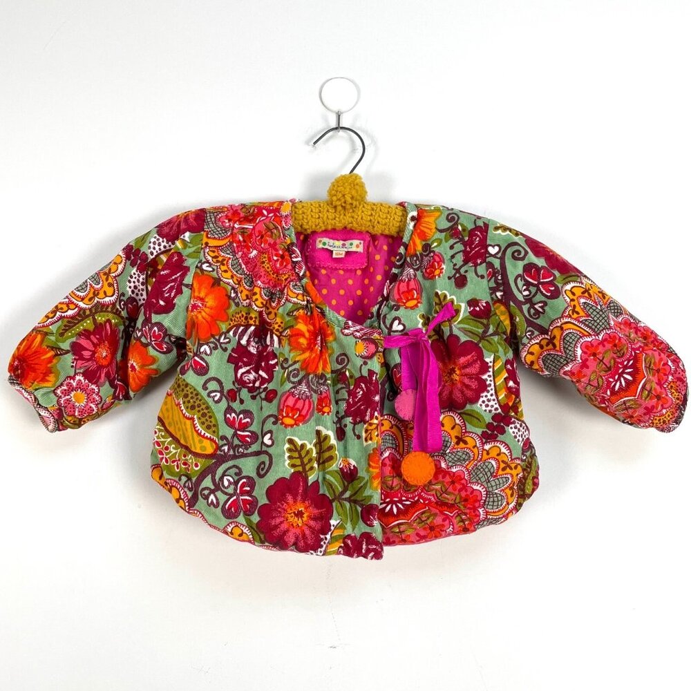 Lola Et Moi Toddler Girls 18M Wrap Jacket Floral Long Sleeve‎ Coat